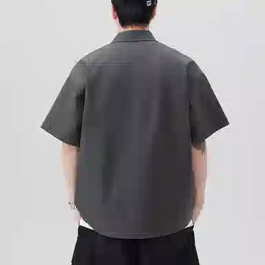 海尔斯 潮牌百搭帅气宽松工装衬衣运动休闲纯色短袖衬衫 男款