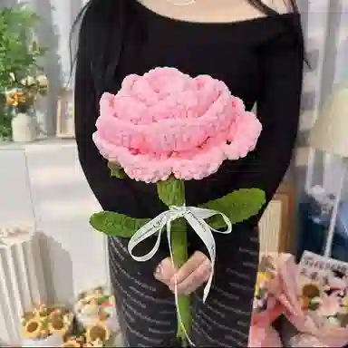 朵喵呦 巨无霸玫瑰花 永生花仿真针织毛线花束 玩偶周边