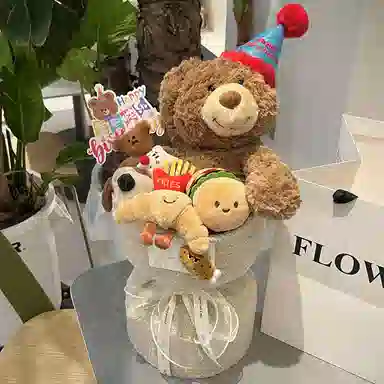 朵喵呦 示爱小熊花束毛绒公仔 高级感创意永生花生日纪念日告白礼 安抚陪伴 玩偶周边