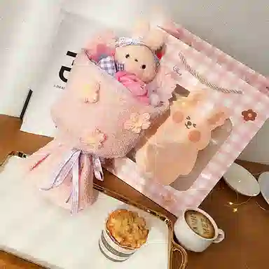 朵喵呦 可爱创意小兔花束手捧花 治愈陪伴安抚 玩偶周边
