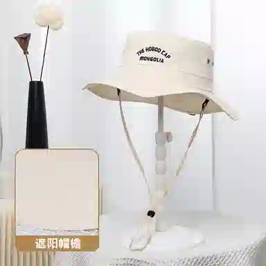 雅鹿 美式西部牛仔户外爬山垂钓旅游时尚 遮阳防晒速干透气内里防风孔绳省事百搭 聚酯纤维 渔夫帽 男女同款情侣款