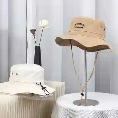 雅鹿 美式西部牛仔户外爬山垂钓旅游时尚 遮阳防晒速干透气内里防风孔绳省事百搭 聚酯纤维 渔夫帽 男女同款情侣款