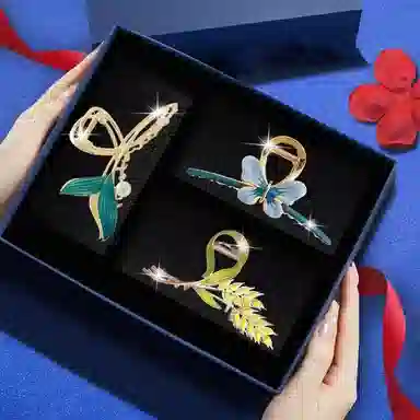 缔晶 法式浪漫蝴蝶鱼尾鲨鱼夹 通勤时尚百搭发饰 合金 发夹 女款