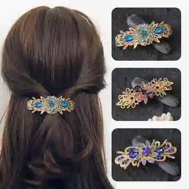 缔晶 轻奢闪耀法式时尚弹簧夹套装 高级精致通勤风后脑勺发饰 合金 发夹 女款