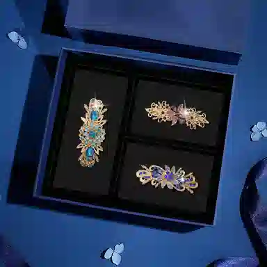 缔晶 轻奢闪耀法式时尚弹簧夹套装 高级精致通勤风后脑勺发饰 合金 发夹 女款