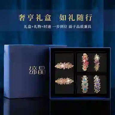 缔晶 轻奢闪耀法式时尚弹簧夹套装 高级精致通勤风后脑勺发饰 合金 发夹 女款