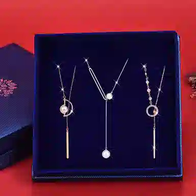 缔晶 简约轻奢时尚长款毛衣链套装 精致高档外套上衣百搭配饰 合金 项链 女款