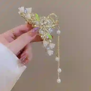 缔晶 森系浪漫蝴蝶流苏花朵鲨鱼夹抓夹套装 春夏清新通勤风日常搭配发饰礼盒 合金 发夹 女款