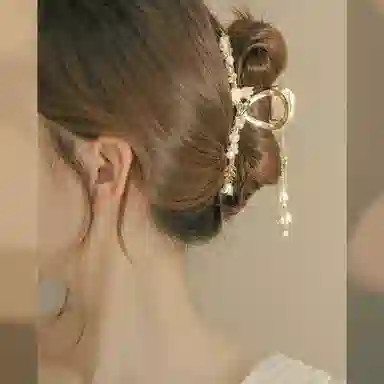 缔晶 森系时尚珍珠蝴蝶花朵流苏鲨鱼夹套装 清新浪漫春夏通勤发饰礼盒 合金 发夹 女款