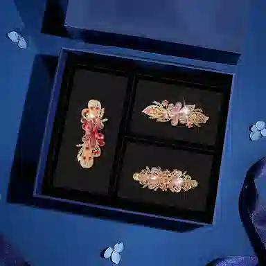 缔晶 轻奢闪耀法式时尚弹簧夹套装 高级精致通勤风后脑勺发饰 合金 发夹 女款