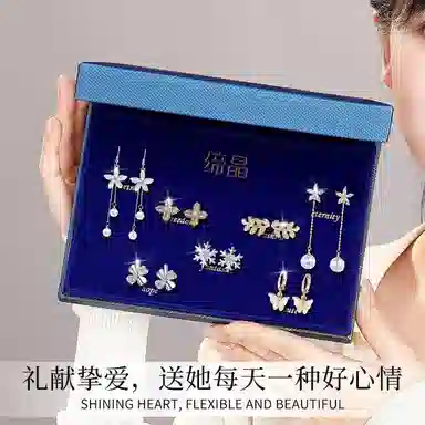 缔晶 森系甜美一周星期时尚 无耳洞星人浪漫造型 合金 耳夹 女款