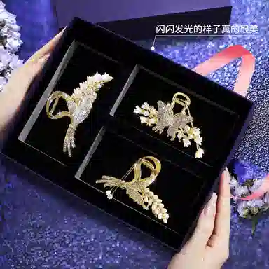 缔晶 森系田园风铃兰蝴蝶流苏鲨鱼夹套装 优雅气质通勤时尚百搭 合金 发夹 女款