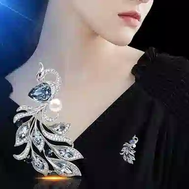 缔晶 国风新中式轻奢凤凰珍珠胸花 精致浪漫闪耀日常搭配时尚配饰 铜 胸针 女款