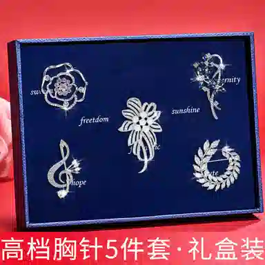 缔晶 经典轻奢时尚胸花套装 精致浪漫通勤风配饰礼盒 合金 胸针 女款