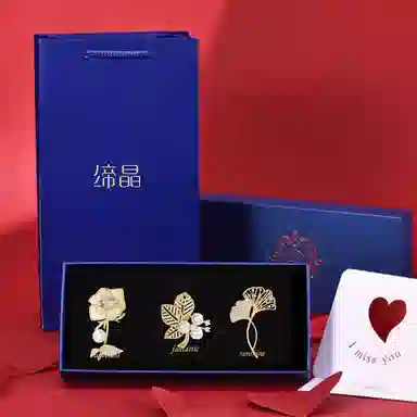 缔晶 优雅复古玫瑰胸花套装 气质时尚秋冬围巾外套上衣百搭配饰 合金 胸针 女款