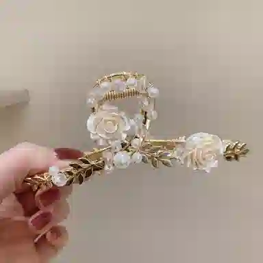 缔晶 浪漫森系时尚蝴蝶玫瑰鲨鱼夹套装 优雅气质通勤造型 合金 发夹 女款