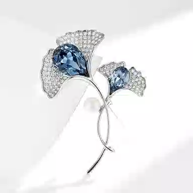 缔晶 轻奢优雅时尚珍珠银杏 气质精致造型感外套上衣配饰 铜 胸针 女款