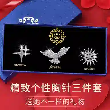 缔晶 精致轻奢时尚套装 气质百搭外套上衣配饰 合金 胸针 男款