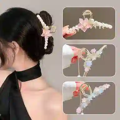 缔晶 森系日韩甜美风花朵鲨鱼夹套装 小清新通勤时尚日常搭配发饰 合金 发夹 女款