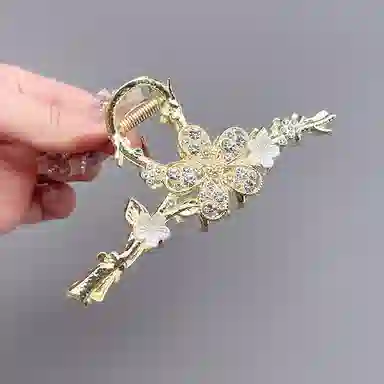 缔晶 森系浪漫蝴蝶流苏花朵鲨鱼夹抓夹套装 春夏清新通勤风日常搭配发饰礼盒 合金 发夹 女款