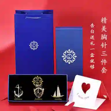 缔晶 轻奢时尚胸花饰品套装 西装外套百搭精致配饰 合金 胸针 男款