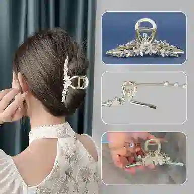 缔晶 森系甜美风蝴蝶樱花流苏通勤盘发 合金 发夹 女款