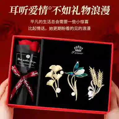 缔晶 复古优雅时尚胸花配饰礼盒 秋冬上衣围巾外套百搭轻奢 合金 胸针 女款