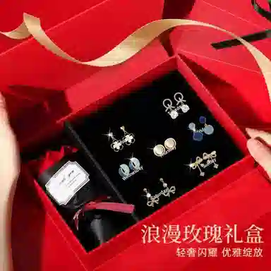 缔晶 一周星期甜美港式小香风免打孔 气质时尚无耳洞星人礼盒 合金 耳夹 女款