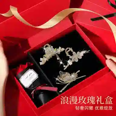 缔晶 森系浪漫蝴蝶流苏花朵鲨鱼夹抓夹套装 春夏清新通勤风日常搭配发饰礼盒 合金 发夹 女款