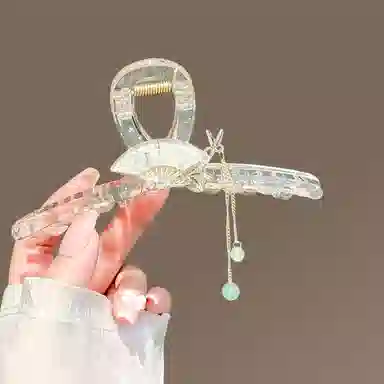 缔晶 森系浪漫精致透明蝴蝶花朵流苏 春夏通勤时尚百搭造型 亚克力 发夹 女款