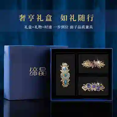 缔晶 轻奢闪耀法式时尚弹簧夹套装 高级精致通勤风后脑勺发饰 合金 发夹 女款