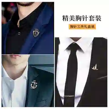 缔晶 轻奢时尚胸花饰品套装 西装外套百搭精致配饰 合金 胸针 男款