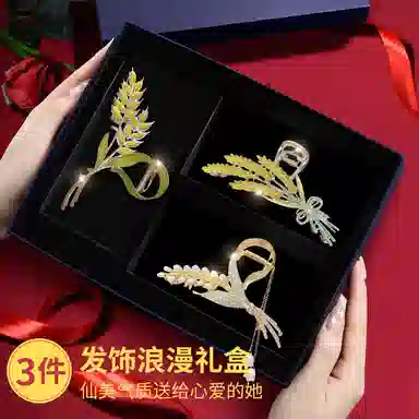 缔晶 新中式复古穗穗平安鲨鱼夹套装 气质时尚优雅造型通勤发饰 合金 发夹 女款