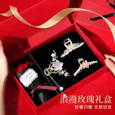 缔晶 森系小清新浪漫樱花鲨鱼夹套装 日韩甜美风时尚日常通勤配饰发饰 合金 发夹 女款