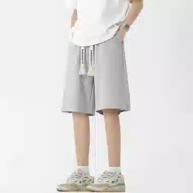 颂希尔 美式复古编织抽绳解构立体设计感拉链直筒五分裤大码宽松阔腿潮流百搭休闲短裤 男女同款