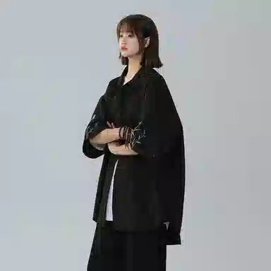 颂希尔 新中式宽松短袖衬衫 男女同款