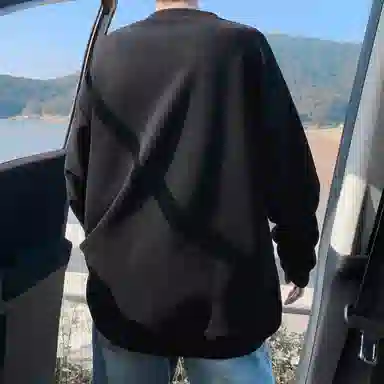 颂希尔 美式复古拼接解构设计感长袖宽松休闲潮流百搭卫衣 男女同款