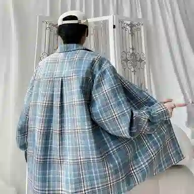 颂希尔 美式高街条纹格子透气速干宽松百搭衬衫 男女同款