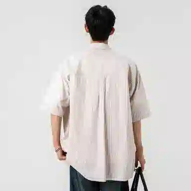 佐菲利 美式复古格子短袖夏季潮冰丝凉感宽松休闲百搭防晒衬衣衬衫 男女同款