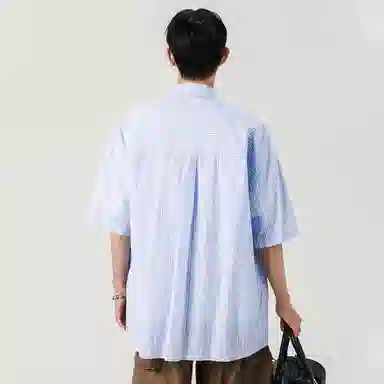 佐菲利 美式复古格子短袖夏季潮冰丝凉感宽松休闲百搭防晒衬衣衬衫 男女同款