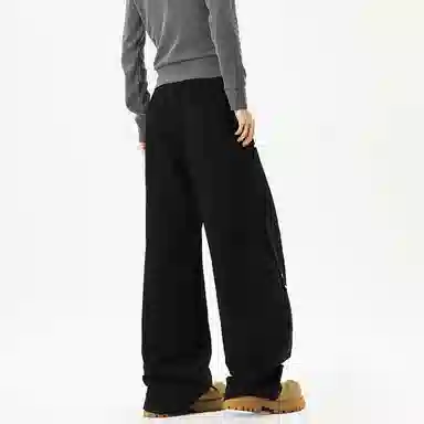 佐菲利 美式复古高街铆钉弯刀裤宽松直筒长裤百搭阔腿裤休闲裤 男女同款