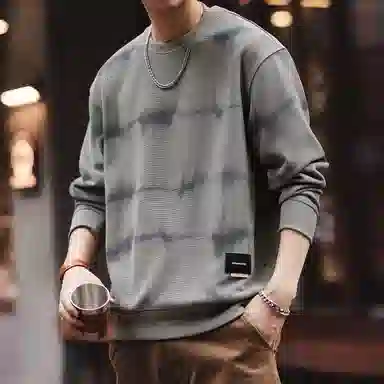 格蓝鹿 高端复古潮牌宽松圆领卫衣 男款