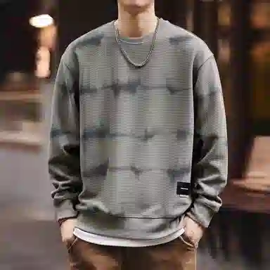 格蓝鹿 高端复古潮牌宽松圆领卫衣 男款