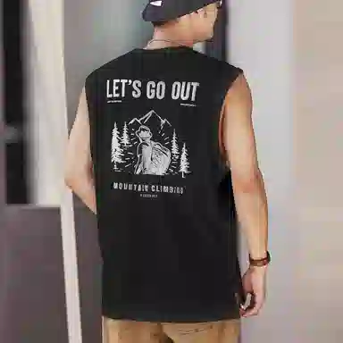 格蓝鹿 人物图案圆领宽松背心 男款