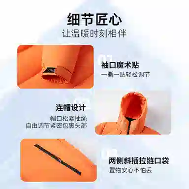 千仞岗 男子保暖休闲时尚常规版型运动健身经典短款连帽外套羽绒服 男款