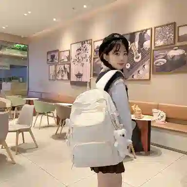 行途 小清新大容量百搭休闲 尼龙 双肩包 男女同款情侣款 黑色/白色/黄色/紫色/蓝色