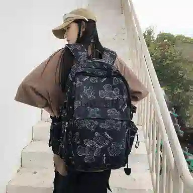 行途 时尚轻便简约百搭外出纯色 尼龙 旅行包双肩包 常规 男女同款情侣款 黑色/白色/红色/绿色