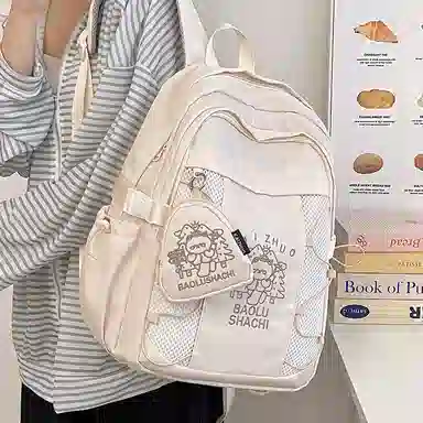 行途 百搭轻便休闲简约 尼龙 双肩包 女款 粉色/蓝色/黑色/紫色/米白色