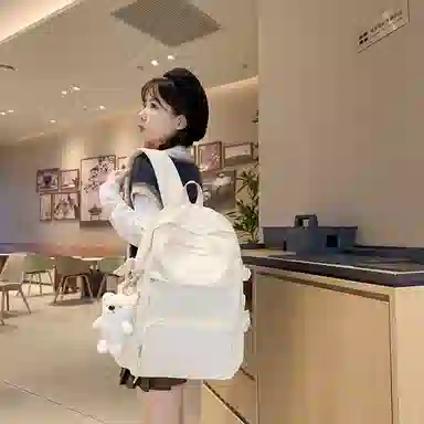 行途 小清新大容量百搭休闲 尼龙 双肩包 男女同款情侣款 黑色/白色/黄色/紫色/蓝色