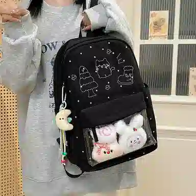 行途 高颜值可爱日系痛包学院透明 尼龙 双肩包 女款 多色